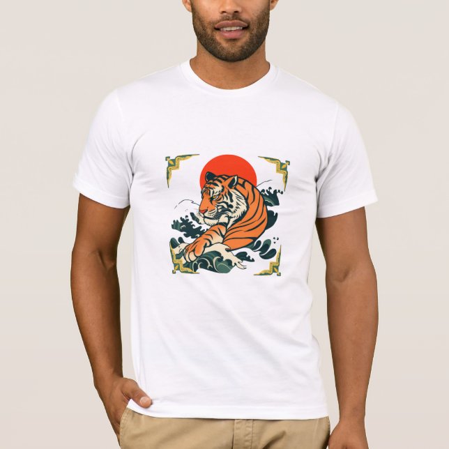 Japanska tigern T-Shirt | Ukiyo-e Samurai Art (Framsida)
