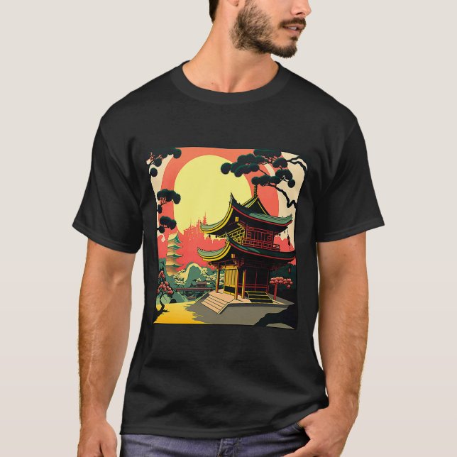 Japanska Tokyo Asian inspirred retro 60u2019s stil T Shirt (Framsida)