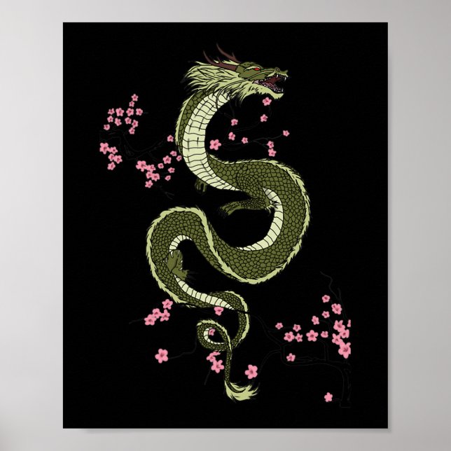 Japanska Tokyo Dragon Asian retro 80's stil 3 Poster (Framsidan)