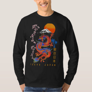Japanska Tokyo Dragon Asian Retro 80u2019s Stil 1 T Shirt