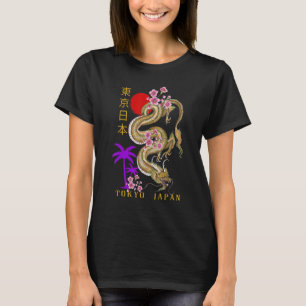 Japanska Tokyo Dragon Asian Retro 80u2019s Stil 5 T Shirt