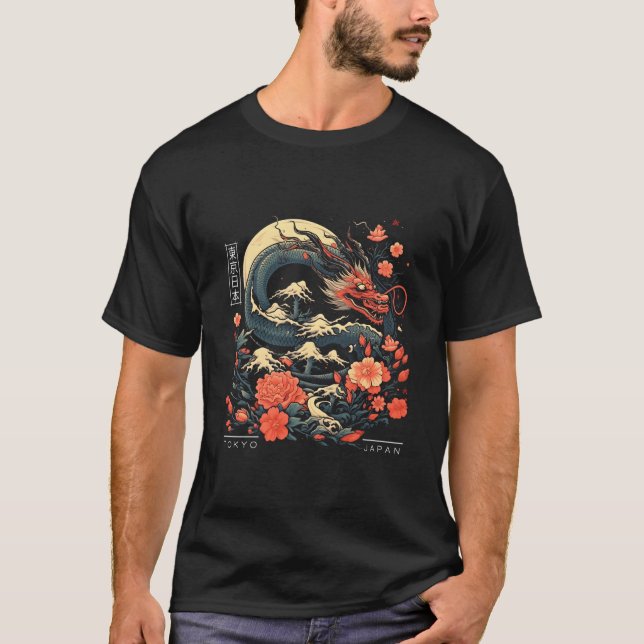 Japanska Tokyo Dragon Asian Tattoo 80Mobile€™S Sti T Shirt (Framsida)