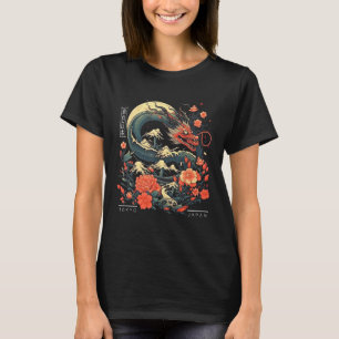 Japanska Tokyo Dragon Asian Tattoo Retro 80u2019s T Shirt