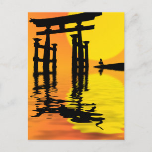 Japanska Torii (grind) sunset teckning Vykort