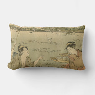 Japanska träblockfiskare lumbarkudde