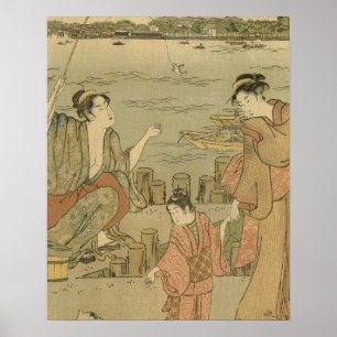 Japanska träblockfiskare poster