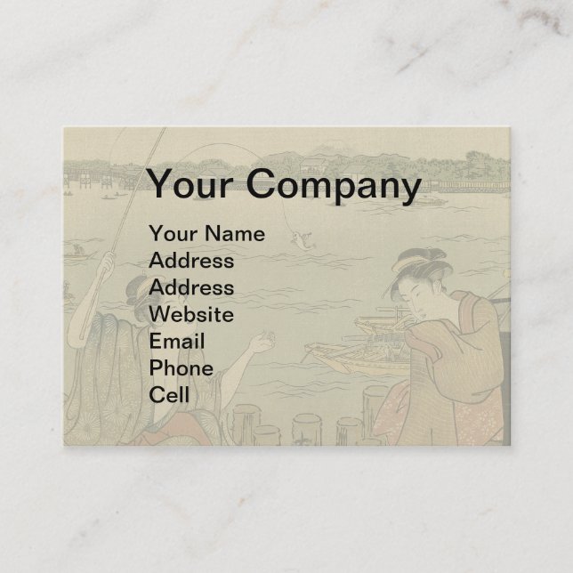 Japanska träblockfiskare visitkort (Framsida)