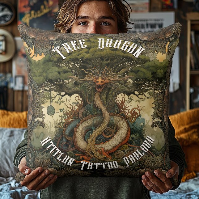 Japanska Träd Dragon Bonsai Träd AI Art Kudde (Skapare uppladdad)