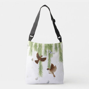 Japanska Träd Sparrows under en vipande Willow Axelväska