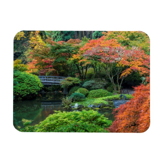 Japanska trädgårdar på hösten i Portland, Oregon 3 Magnet (Horisontell)
