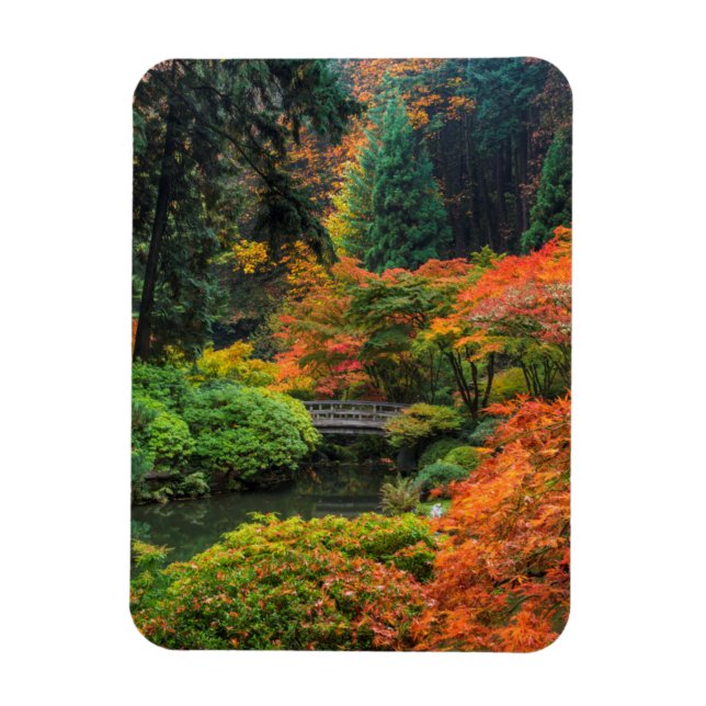 Japanska trädgårdar på hösten i Portland, Oregon 5 Magnet (Vertikal)