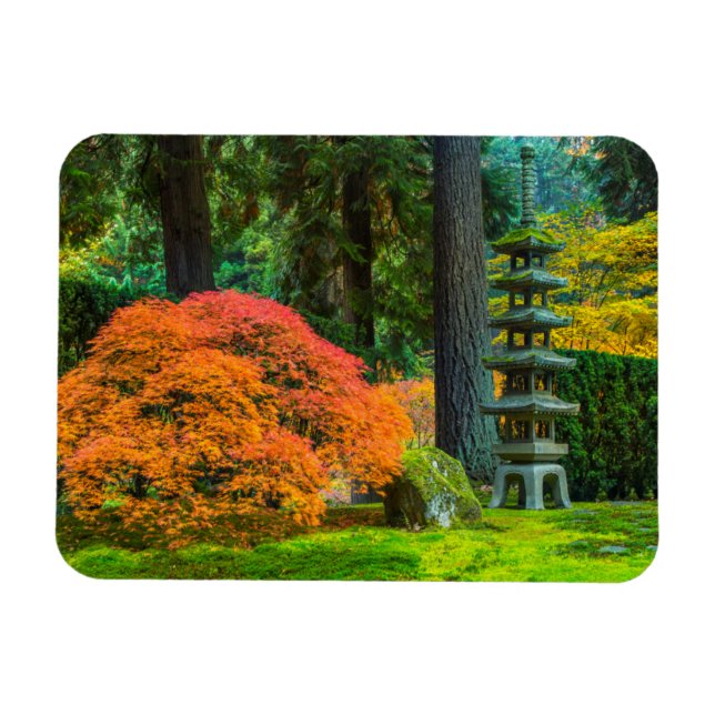Japanska trädgårdar på hösten i Portland, Oregon Magnet (Horisontell)