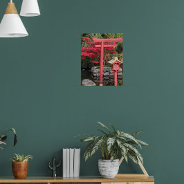Japanska trädgårdsstrukturer och röda lönnlöv poster