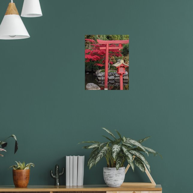 Japanska trädgårdsstrukturer och röda lönnlöv poster (Vardagsrum 1)