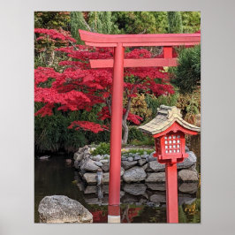 Japanska trädgårdsstrukturer och röda lönnlöv poster