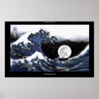 Japanska tsunamivågor efter Hokusai Art Poster