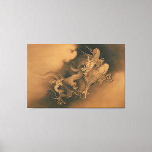 Japanska två drakar i moln canvastryck