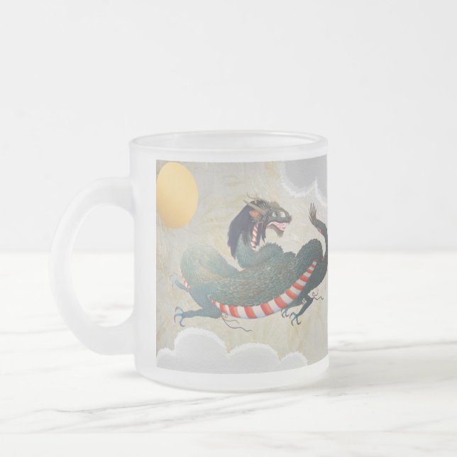 Japanska tvillingdragon Frosted Glass Mugg (Vänster)