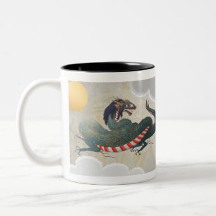 Japanska twin Dragons 11oz Två-Tonad Mugg