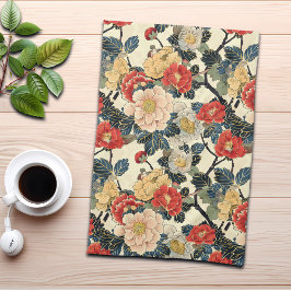 Japanska Ukiyo-E Art-Blommönstret Kökshandduk