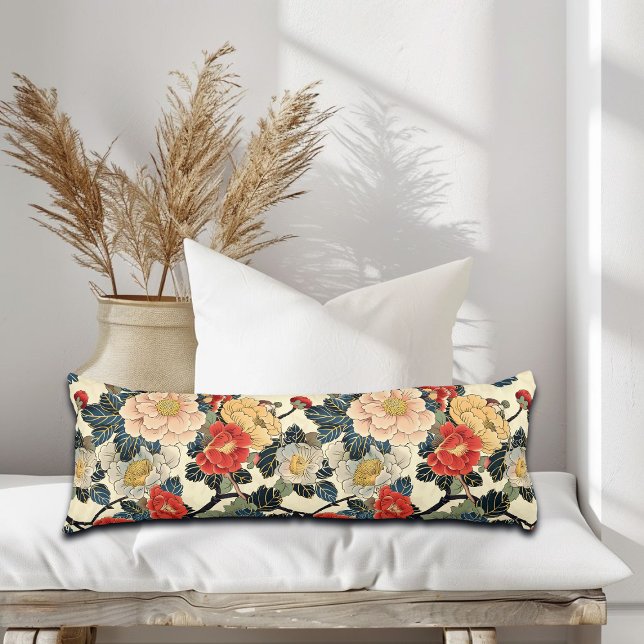Japanska Ukiyo-E Art-Blommönstret Kroppskudde (Skapare uppladdad)