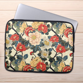 Japanska Ukiyo-E Art-Blommönstret Laptop Fodral