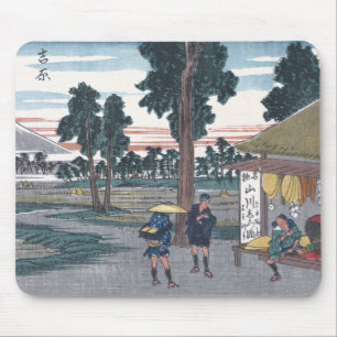 Japanska Ukiyo-e av den Yoshiwara stationen vid Musmatta