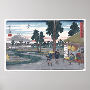Japanska Ukiyo-e av den Yoshiwara stationen vid Poster