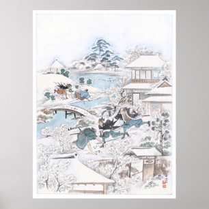 Japanska Ukiyo-e av stridighetsamuraien för 47 Poster