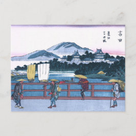 Japanska Ukiyo-e av Yoshida Bridge av Hiroshige Vykort