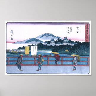 Japanska Ukiyo-e av Yoshida överbryggar vid Poster