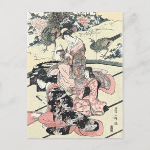 Japanska Ukiyo-e Daimyo no okuzashiki av Toyohiro Vykort