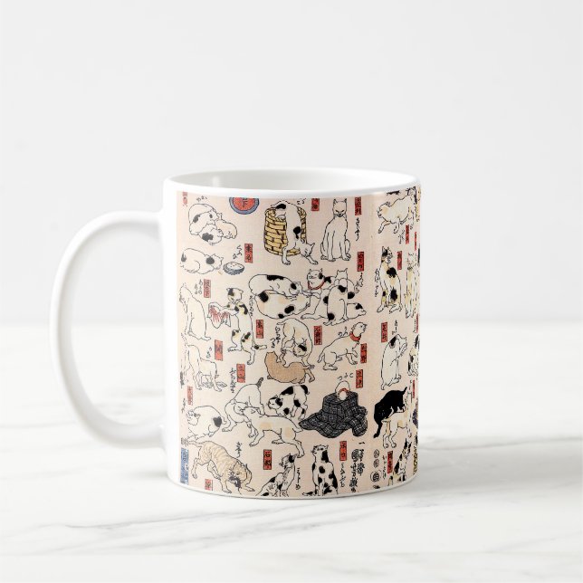 Japanska Ukiyo-e Katter — Anpassad Text Kaffemugg (Vänster)