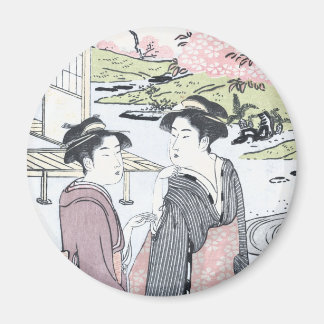 Japanska Ukiyo-e Niwa ingen hanami vid Eishi Magnet