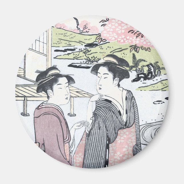 Japanska Ukiyo-e Niwa ingen hanami vid Eishi Magnet (Framsidan)