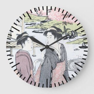 Japanska Ukiyo-e Niwa ingen hanami vid Eishi Stor Klocka