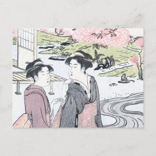 Japanska Ukiyo-e Niwa ingen hanami vid Eishi Vykort