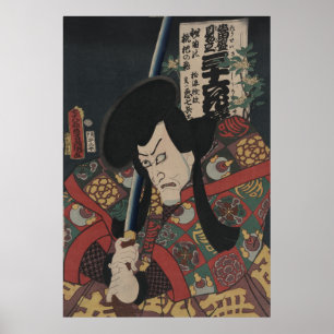 Japanska Ukiyo-e Samurai Kabuki Actor av Kunisada Poster