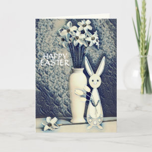 Japanska Ukiyo-e Stil Bunny och Daffodils Påsk Kort