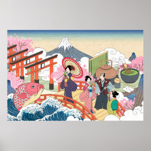 Japanska Ukiyo-e Stil Poster
