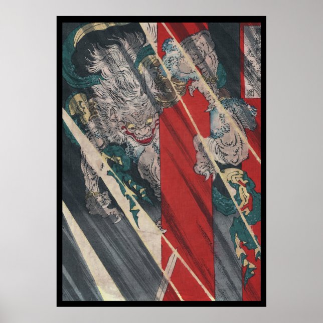 Japanska Ukiyo-e Yokai Ibaraki Demon av Yoshitoshi Poster (Framsidan)