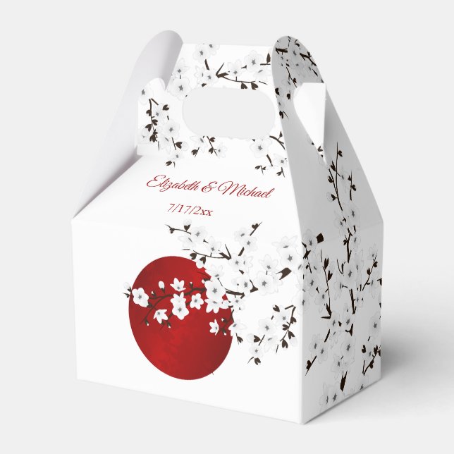 Japanska Uppgående Sol Tack Bröllop Presentaskar (Framsidan Sidan)