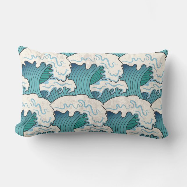 Japanska Vågar Lumbar Dekorativ kudde (Framsida)