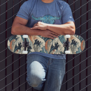 Japanska vågmotivet  mini skateboard bräda 18,5 cm