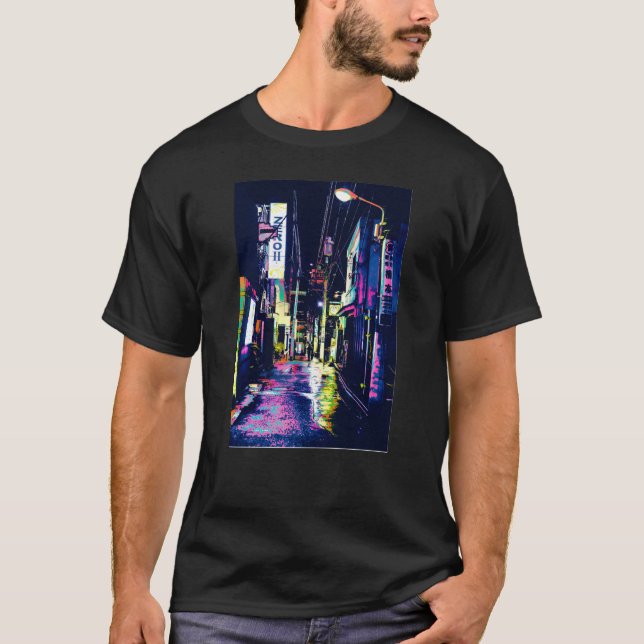 Japanska Vaporwave 80:s 90's Lofi Tokyo Streetwear T Shirt (Framsida)