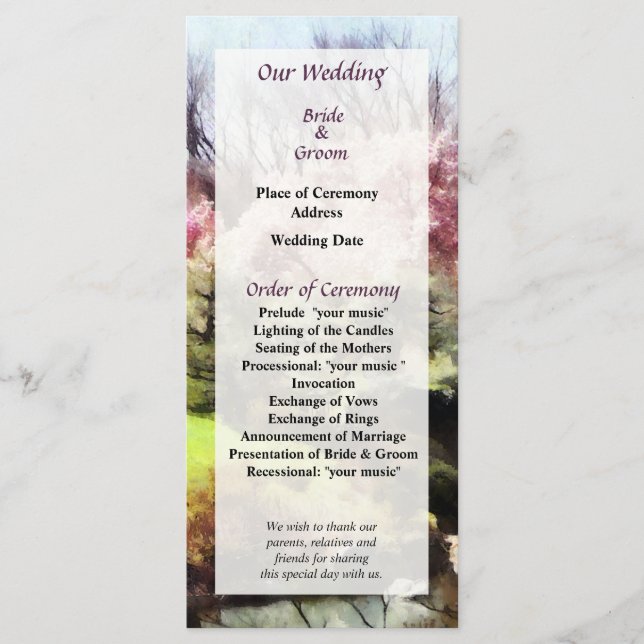 Japanska Vår bröllop-programmet Program (Framsida)