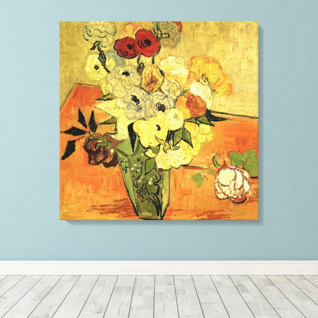 Japanska Vas, Ro, Anemones, Vincent van Gogh Canvastryck (Insitu (trägolv))