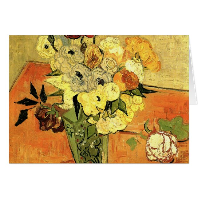 Japanska Vas, Ro, Anemones, Vincent van Gogh Hälsningskort (Framsidan Horizontal)