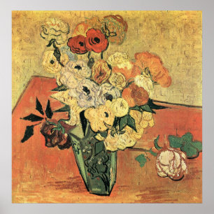 Japanska vas, ro och anemones-Vincent van Gogh Poster