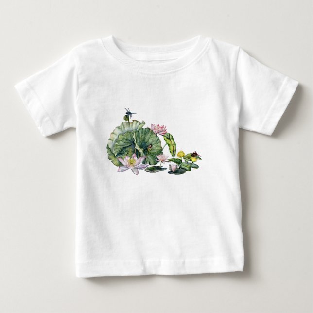 Japanska Vatten Lilies och Lotus Flowers T Shirt (Framsida)